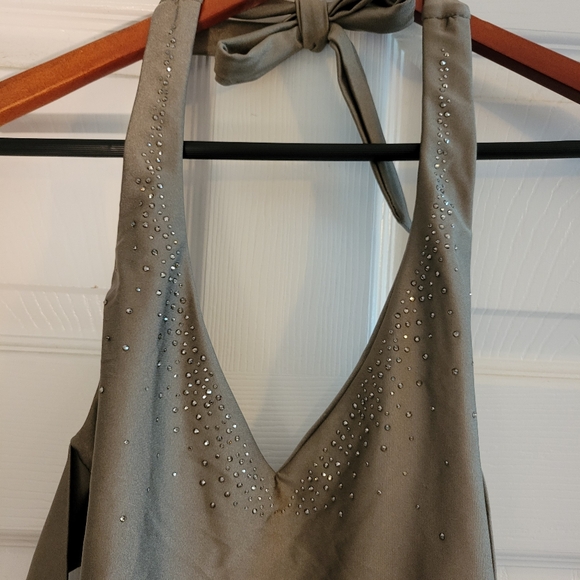 NWT Bellissima Swimsuit Size Small Platinum Khaki With Swarovski Elements - Picture 7 of 12